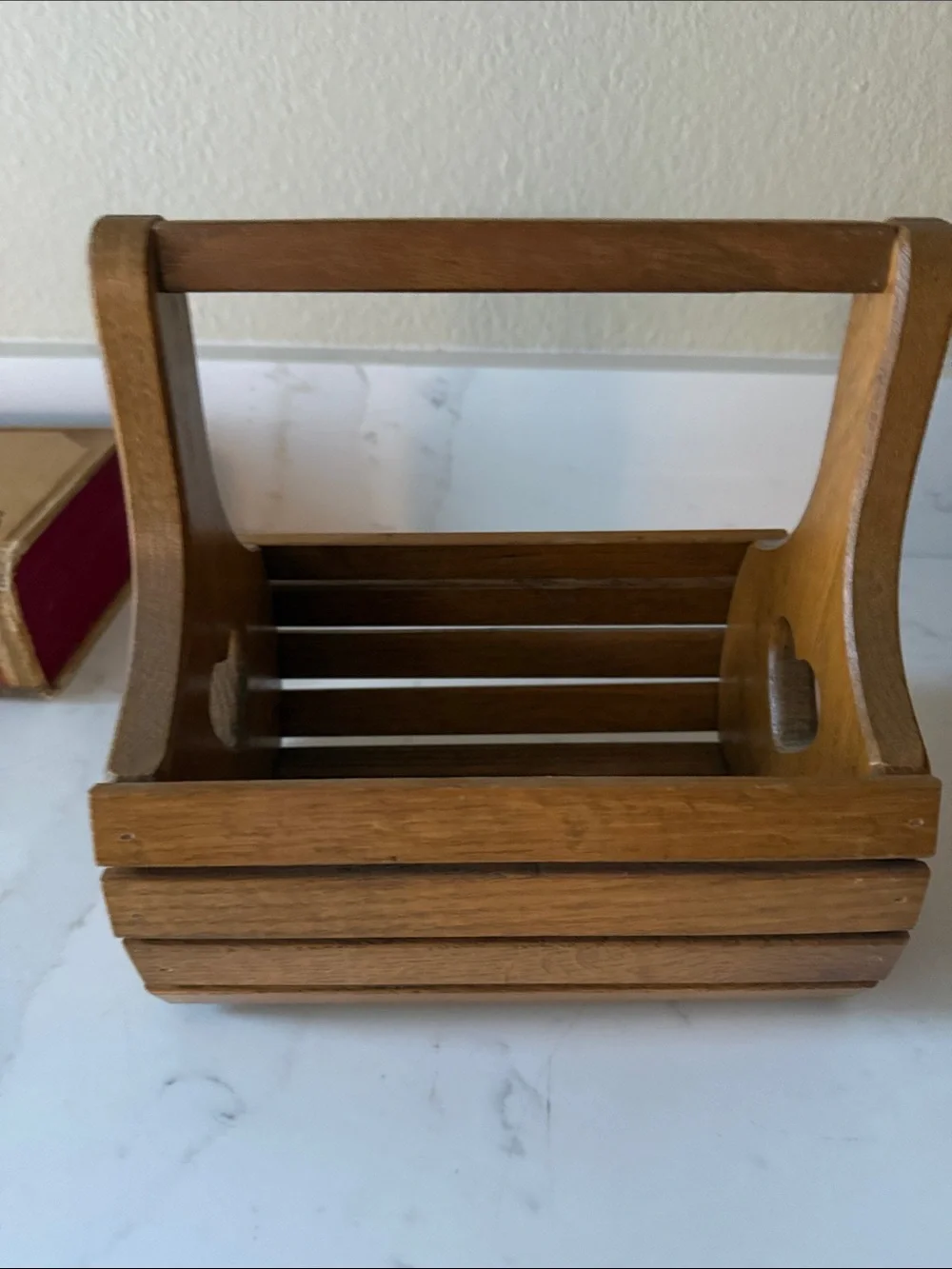 Wooden Heart Accent Caddy Basket - Brown